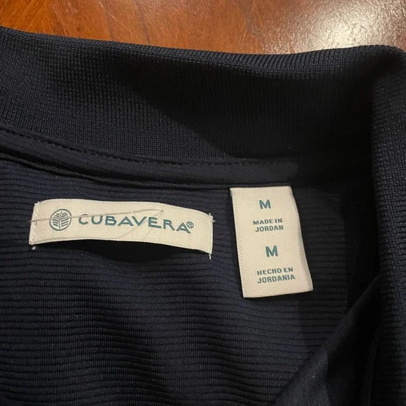 Cubavera Polo NWT Navy Blue Solid Textured Shirt Men's Size Medium - Picture 5 of 9
